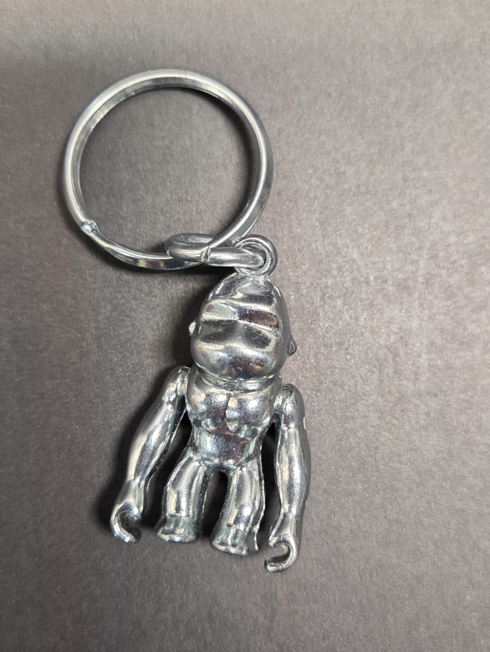 KIPLING Silver Metal Chrome Monkey Key Chain Ring Bag Charm Fob SMALL